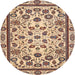 Round Abstract Chestnut Brown Modern Rug, abs3601