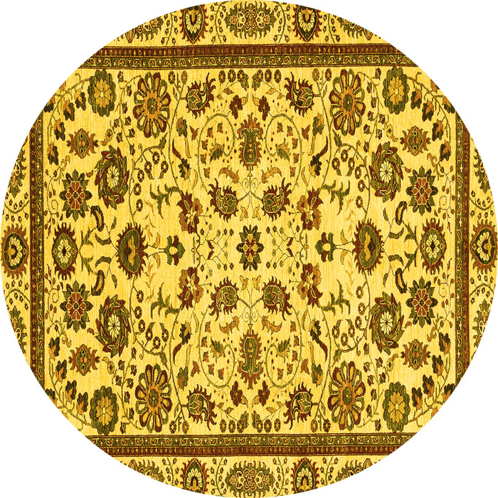 Round Machine Washable Abstract Yellow Modern Rug, wshabs3601yw