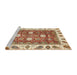 Sideview of Machine Washable Abstract Brown Gold Rug, wshabs3602