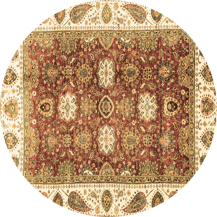 Round Oriental Brown Traditional Rug, abs3602brn