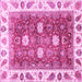 Square Machine Washable Oriental Pink Traditional Rug, wshabs3602pnk