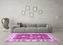 Machine Washable Oriental Purple Traditional Area Rugs in a Living Room, wshabs3602pur