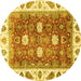 Round Oriental Yellow Traditional Rug, abs3602yw