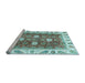 Sideview of Machine Washable Oriental Light Blue Traditional Rug, wshabs3602lblu