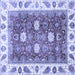 Square Machine Washable Oriental Blue Traditional Rug, wshabs3602blu