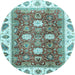 Round Oriental Light Blue Traditional Rug, abs3602lblu