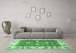 Machine Washable Oriental Emerald Green Traditional Area Rugs in a Living Room,, wshabs3602emgrn