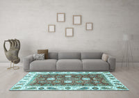 Machine Washable Oriental Light Blue Traditional Rug, wshabs3602lblu