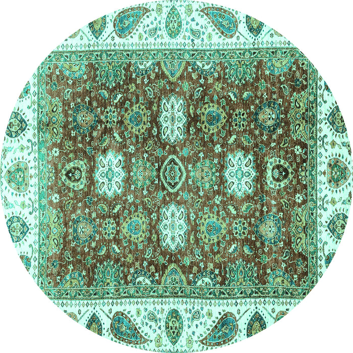 Round Oriental Turquoise Traditional Rug, abs3602turq