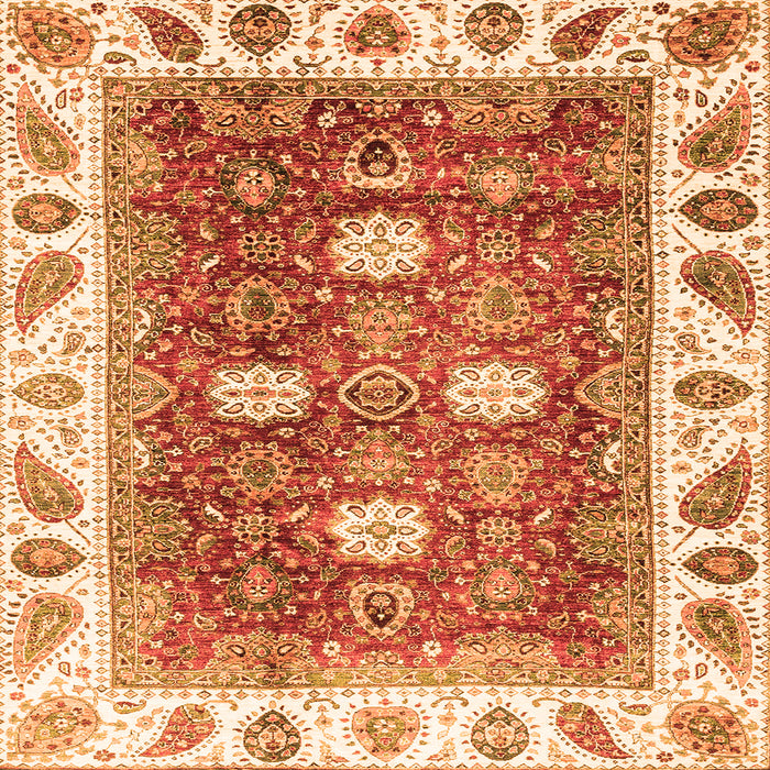 Square Oriental Orange Traditional Rug, abs3602org