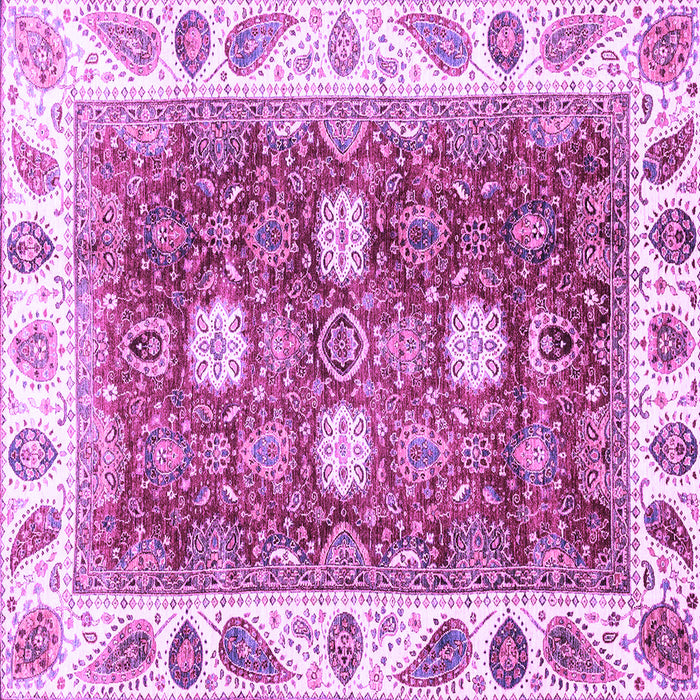 Square Machine Washable Oriental Purple Traditional Area Rugs, wshabs3602pur