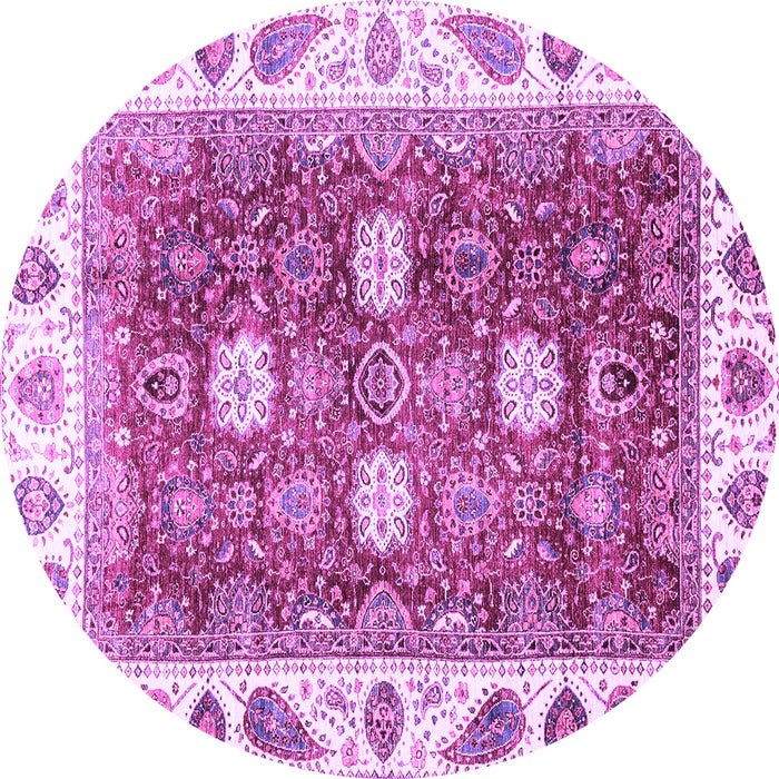 Round Oriental Purple Traditional Rug, abs3602pur