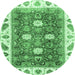 Round Oriental Emerald Green Traditional Rug, abs3602emgrn