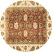 Round Machine Washable Oriental Brown Traditional Rug, wshabs3602brn