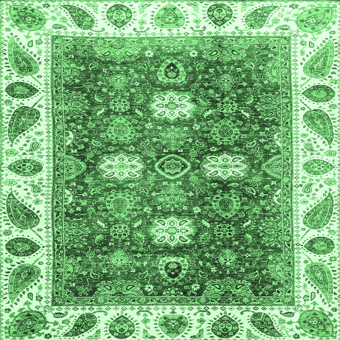 Square Oriental Emerald Green Traditional Rug, abs3602emgrn