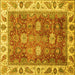 Square Oriental Yellow Traditional Rug, abs3603yw