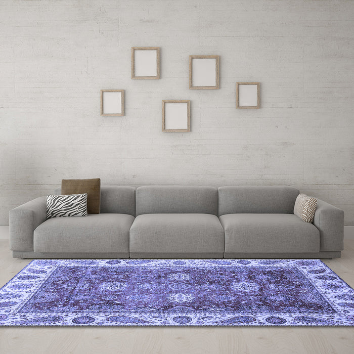 Machine Washable Oriental Blue Traditional Rug in a Living Room, wshabs3603blu