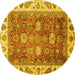 Round Oriental Yellow Traditional Rug, abs3603yw