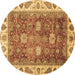 Round Oriental Brown Traditional Rug, abs3603brn