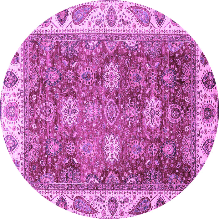Round Machine Washable Oriental Purple Traditional Area Rugs, wshabs3603pur