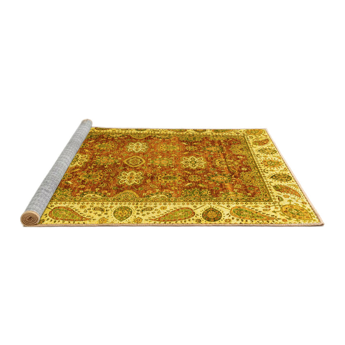 Sideview of Machine Washable Oriental Yellow Traditional Rug, wshabs3603yw