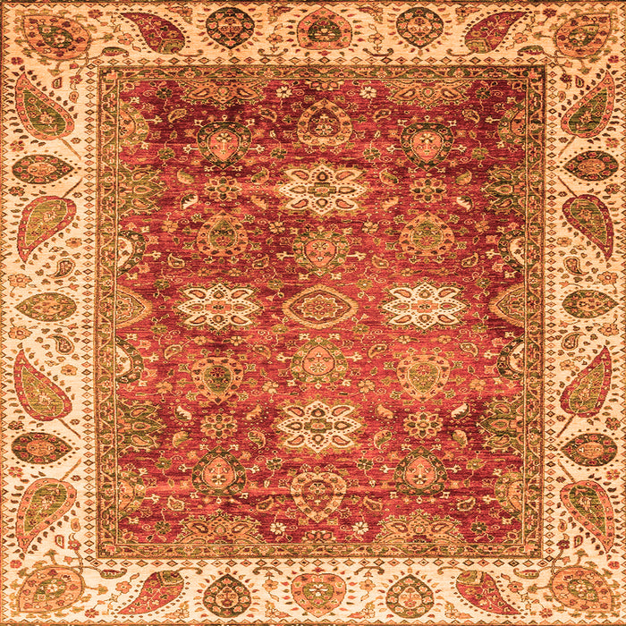 Square Oriental Orange Traditional Rug, abs3603org