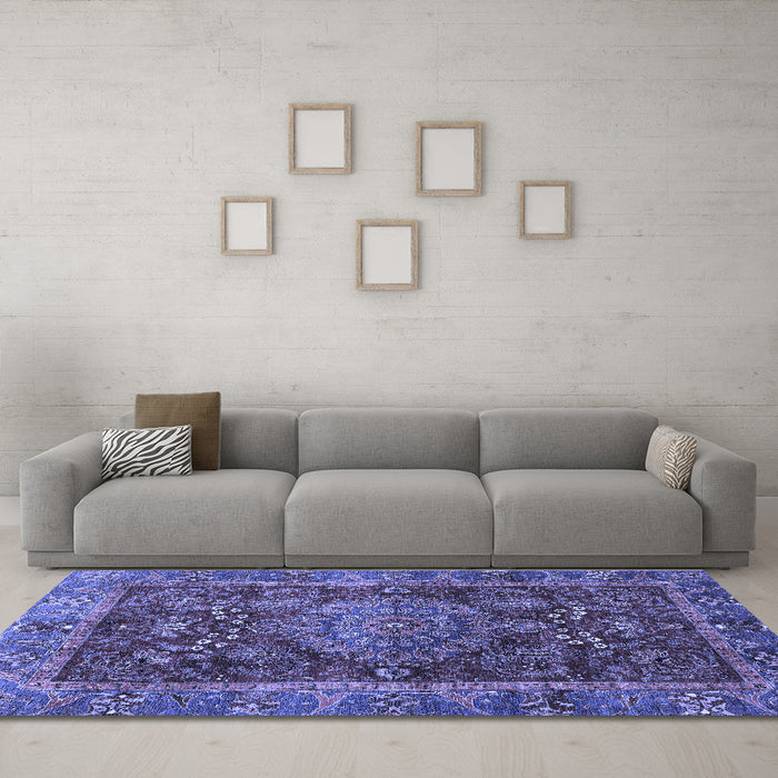 Machine Washable Abstract Blue Modern Rug in a Living Room, wshabs3604blu