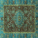 Square Machine Washable Abstract Turquoise Modern Area Rugs, wshabs3604turq