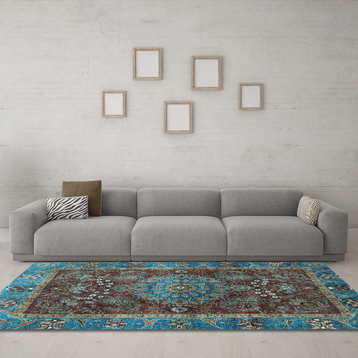 Machine Washable Abstract Light Blue Modern Rug in a Living Room, wshabs3604lblu