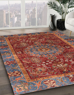 Abstract Dark Almond Brown Modern Rug in Family Room, abs3604