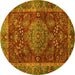 Round Machine Washable Abstract Yellow Modern Rug, wshabs3604yw