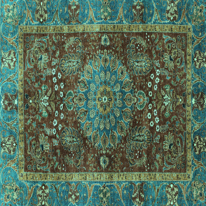 Square Abstract Turquoise Modern Rug, abs3604turq