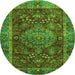 Round Machine Washable Abstract Green Modern Area Rugs, wshabs3604grn