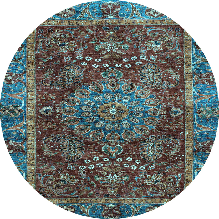 Round Machine Washable Abstract Light Blue Modern Rug, wshabs3604lblu
