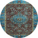 Round Machine Washable Abstract Light Blue Modern Rug, wshabs3604lblu