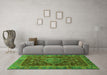 Machine Washable Abstract Green Modern Area Rugs in a Living Room,, wshabs3604grn