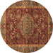 Round Machine Washable Abstract Brown Modern Rug, wshabs3604brn