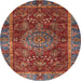 Round Machine Washable Abstract Dark Almond Brown Rug, wshabs3604