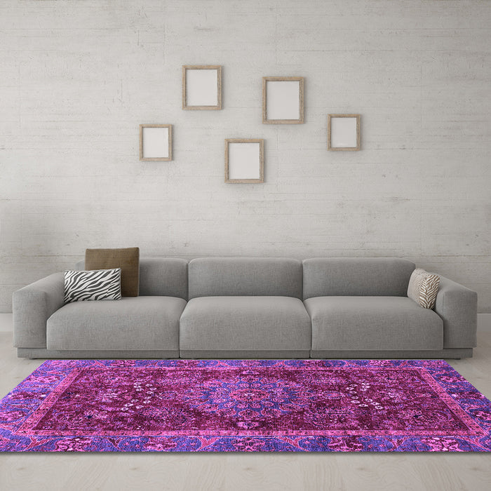 Machine Washable Abstract Purple Modern Area Rugs in a Living Room, wshabs3604pur