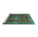 Sideview of Machine Washable Abstract Turquoise Modern Area Rugs, wshabs3604turq