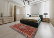 Abstract Dark Almond Brown Modern Rug in a Bedroom, abs3604