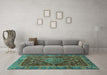 Machine Washable Abstract Turquoise Modern Area Rugs in a Living Room,, wshabs3604turq