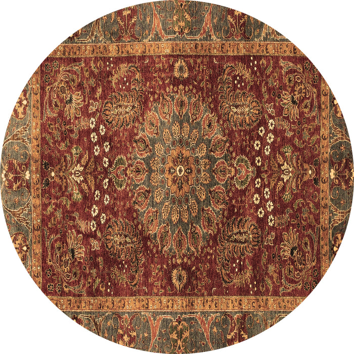 Round Abstract Brown Modern Rug, abs3604brn