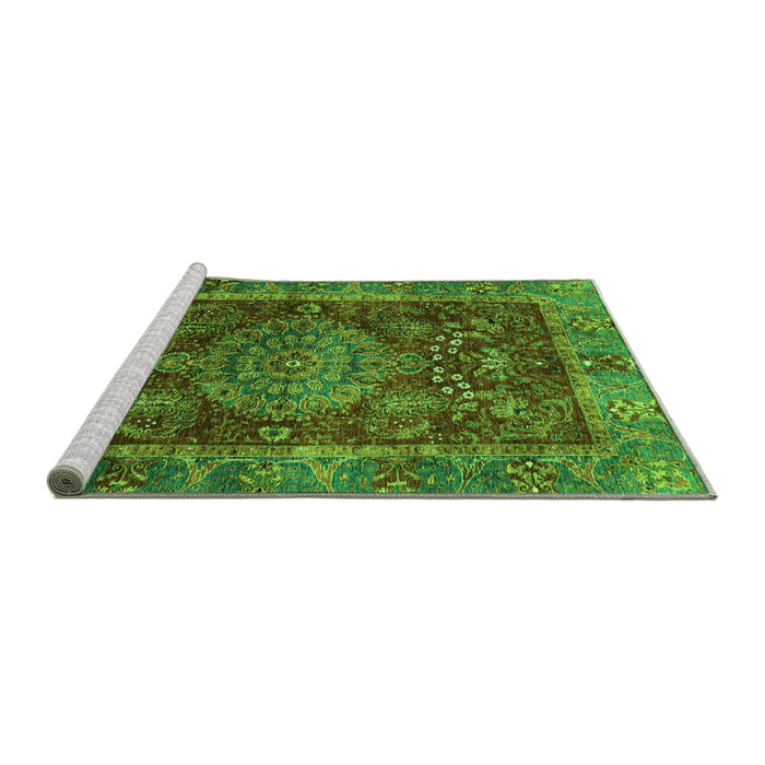Sideview of Machine Washable Abstract Green Modern Area Rugs, wshabs3604grn