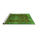 Sideview of Machine Washable Abstract Green Modern Area Rugs, wshabs3604grn