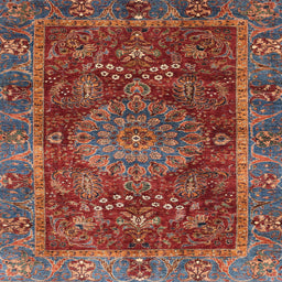 Square Abstract Dark Almond Brown Modern Rug, abs3604