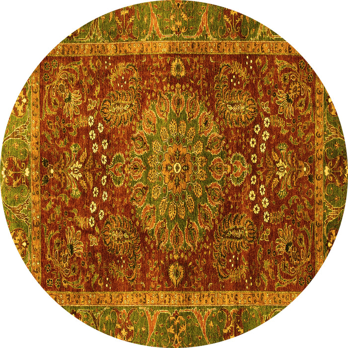 Round Abstract Yellow Modern Rug, abs3604yw