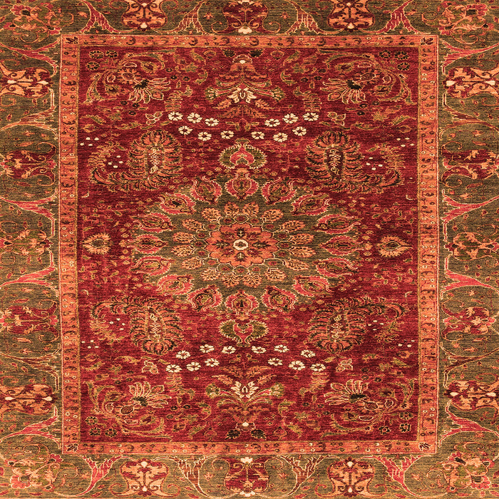 Square Machine Washable Abstract Orange Modern Area Rugs, wshabs3604org