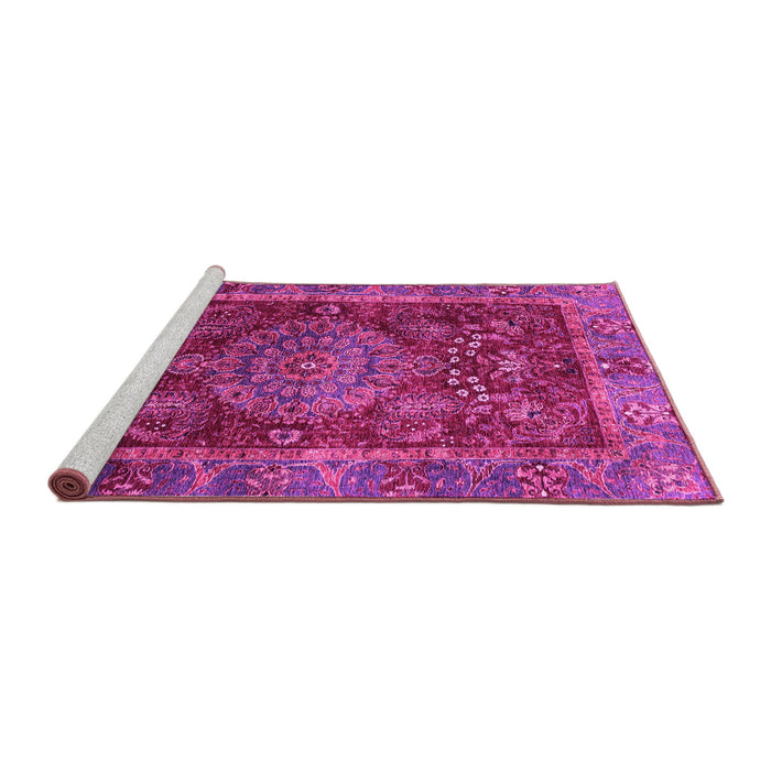 Sideview of Machine Washable Abstract Pink Modern Rug, wshabs3604pnk