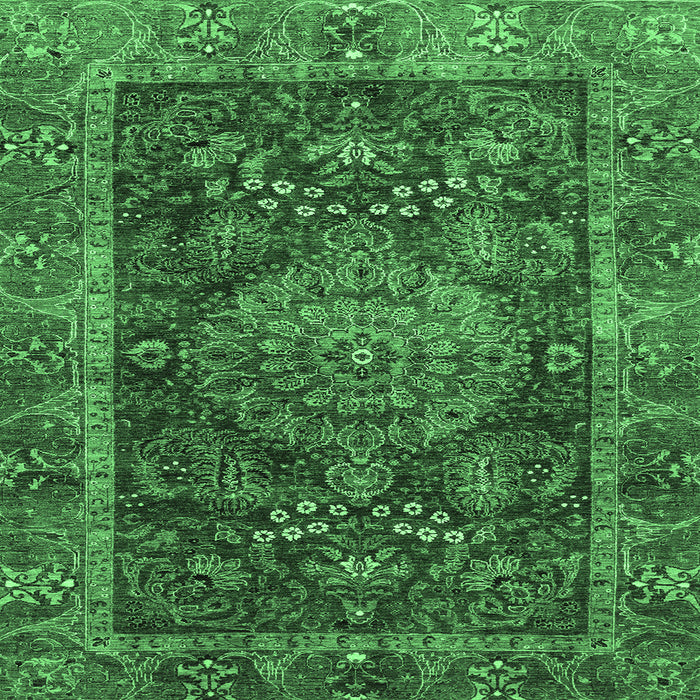 Square Abstract Emerald Green Modern Rug, abs3604emgrn